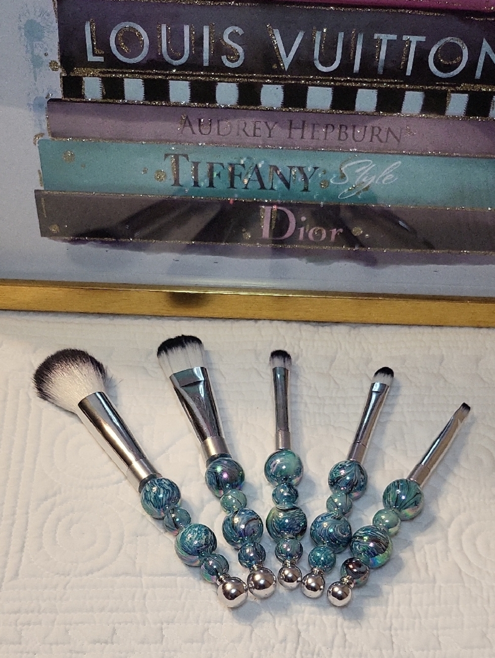 Handcafted Lampwork Beaded Make Up Brush Set With Gift Box & Tag - NIP - Picture 3 of 6
